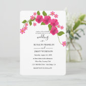 Invitation mariage floral vert et magenta clair (Debout devant)