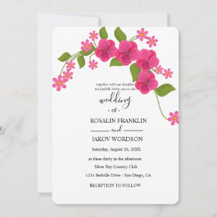 Invitation mariage floral vert et magenta clair