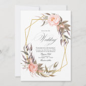 Invitation Mariage floral vert et rose blush (Devant)