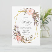 Invitation Mariage floral vert et rose blush (Debout devant)