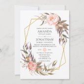 Invitation Mariage Floral vert et rose pâle (Devant)