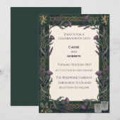 Invitation Mariage Floral Vert Foncé (Devant / Derrière)