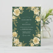 Invitation Mariage Floral Vert Forêt (Debout devant)