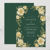 Invitation Mariage Floral Vert Forêt (Devant / Derrière)
