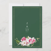 Invitation Mariage Floral Vert Forêt Rose or moderne (Dos)