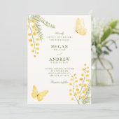 Invitation Mariage floral vert jaune (Debout devant)