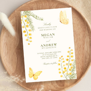 Invitation Mariage floral vert jaune