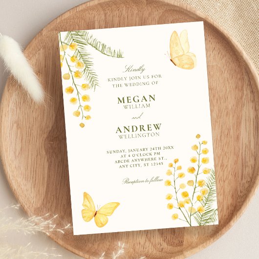 Invitation Mariage floral vert jaune