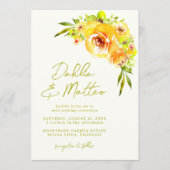 Invitation Mariage Floral Vert Jaune Rustique Manuscrit (Devant)