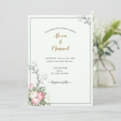Invitation Mariage floral vert Lavenderblush (Debout devant)