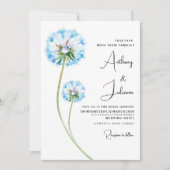 Invitation Mariage floral vert lilas bleu botanique (Devant)
