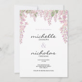 Invitation Mariage floral vert lilas rose botanique (Devant)