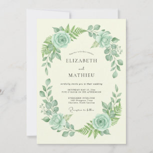 Invitation Mariage Floral Vert Menthe