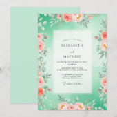 Invitation Mariage Floral Vert Menthe (Devant / Derrière)
