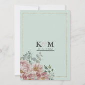 Invitation Mariage floral vert menthe or rose aquarelle (Dos)