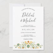 Invitation Mariage floral vert moderne (Devant)