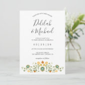 Invitation Mariage floral vert moderne (Debout devant)