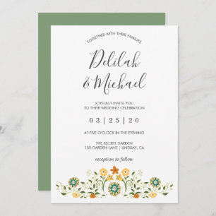 Invitation Mariage floral vert moderne