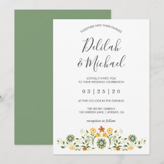 Invitation Mariage floral vert moderne