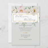 Invitation Mariage floral vert moderne (Devant)