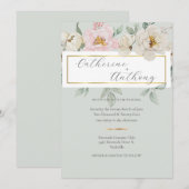 Invitation Mariage floral vert moderne (Devant / Derrière)