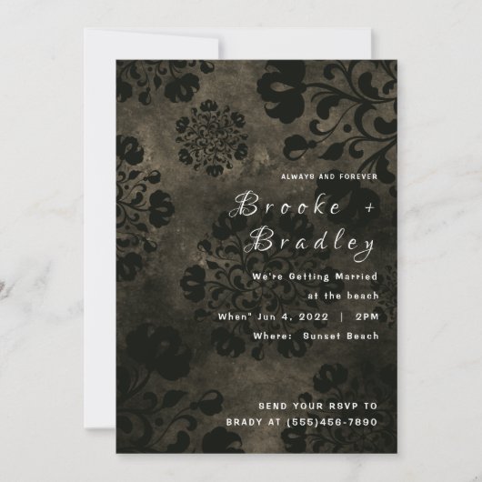 Invitation Mariage Floral Vert Olive (Devant)