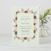 Invitation Mariage Floral Vert Pâle (Debout devant)