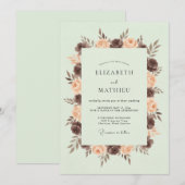 Invitation Mariage Floral Vert Pâle (Devant / Derrière)