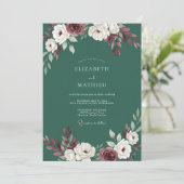 Invitation Mariage Floral Vert Pinée Maussade (Debout devant)