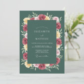 Invitation Mariage Floral Vert Profond (Debout devant)