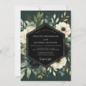 Invitation Mariage Floral Vert Profond Opulent (Devant)
