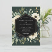 Invitation Mariage Floral Vert Profond Opulent (Debout devant)