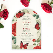 Invitation Mariage floral vert rouge rustique