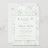 Invitation Mariage floral vert Sage (Devant)