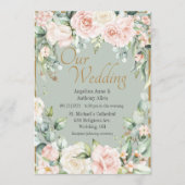 Invitation Mariage floral vert Sage (Devant)