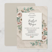 Invitation Mariage Floral Vert Sage de Sable (Devant / Derrière)