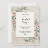 Invitation Mariage Floral Vert Sage de Sable (Devant)