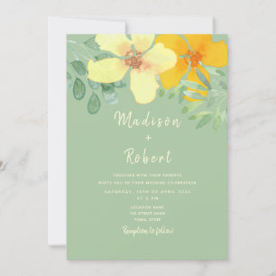 Invitation Mariage Floral Vert Sauge Bohème