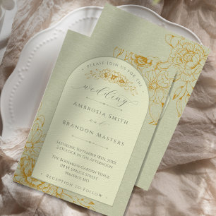 Invitation Mariage Floral Vert Sauge Bohème Rustique sous une