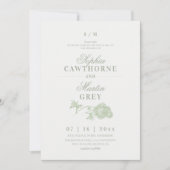 Invitation Mariage Floral Vert Sauge Classique (Devant)