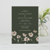 Invitation Mariage Floral Vert Simple Moderne (Debout devant)