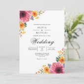 Invitation Mariage floral vibrant (Debout devant)