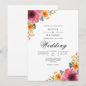 Invitation Mariage floral vibrant (Devant / Derrière)