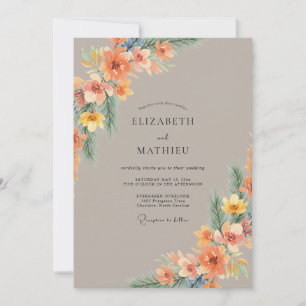 Invitation Mariage Floral Vibrant aux Pêches