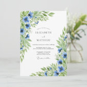 Invitation Mariage Floral Vibrant Azur (Debout devant)