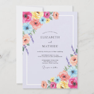 Invitation Mariage Floral Vibrant Corail