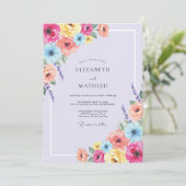 Invitation Mariage Floral Vibrant Corail (Debout devant)