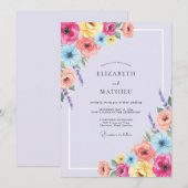 Invitation Mariage Floral Vibrant Corail (Devant / Derrière)