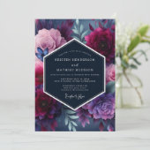Invitation Mariage Floral Vibrant Indigo (Debout devant)