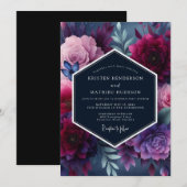 Invitation Mariage Floral Vibrant Indigo (Devant / Derrière)